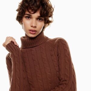 Wilfred Cable Knit Turtleneck Sweater - Chocolate Brown